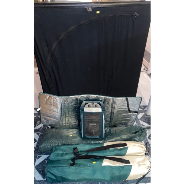 Fisherman Essentials - Ice Fishing Enclosure - Portable Heat Source - Delux Camp Chairs & Tent