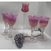 Image 1 : Home Essentials and Beyond Glasses (4) Plus Cranberry Candle Holder and Decorative Glass Flower 