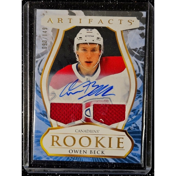 Owen Beck #198 - Upper Deck "Artifacts" Rookie Dual Patch Autograph Hockey Card