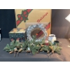 Image 1 : Holiday Decor Lot With Wreaths, Candle, Flower Frog, and More