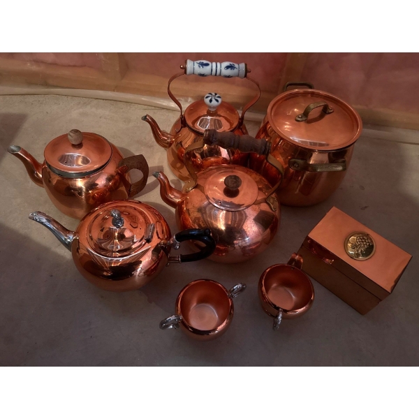 Vintage Collectible Lombard England Solid Copper Tea & Pot Set