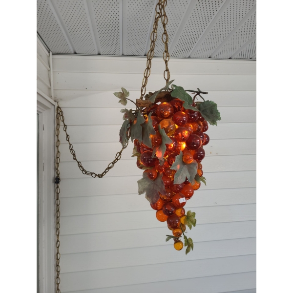 Vintage Acrylic Grapes Hanging Light- Grapes 21 T Plus Length of Swag Chain 