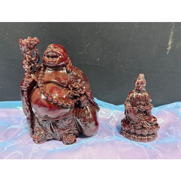 Wooden Buddha Figures 5.5H & 4H