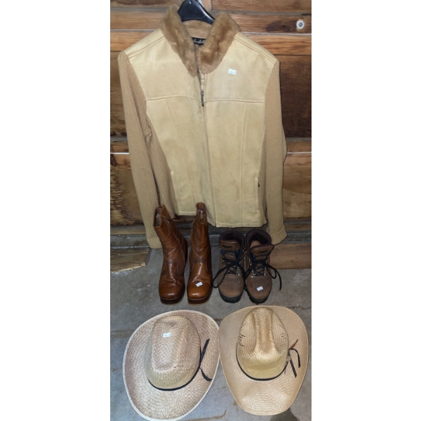 Soft Warm Sheepskin Jacket Ladies XL w/ Genuine Leather Disco Boots Size 40 & More