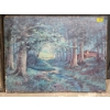 Image 2 : Pair of Print Wall Hangings 2 Cabin Forest Scenes