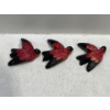 Chalk Birds, Set of Three Red/Black Flying Birds