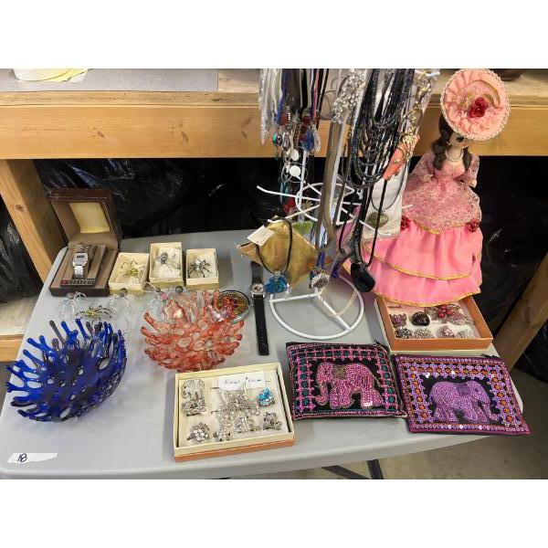 costume, jewelry, doll watch and some small purses
