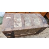 Image 7 : Wood and Metal Bound Trunk With Curved Top, 20 in x 34 in x 17 in