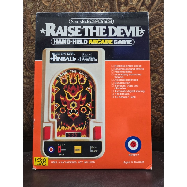 Sears Electronics Raise The Devil Hand-Held Arcade Game Pinball Entex No.916011