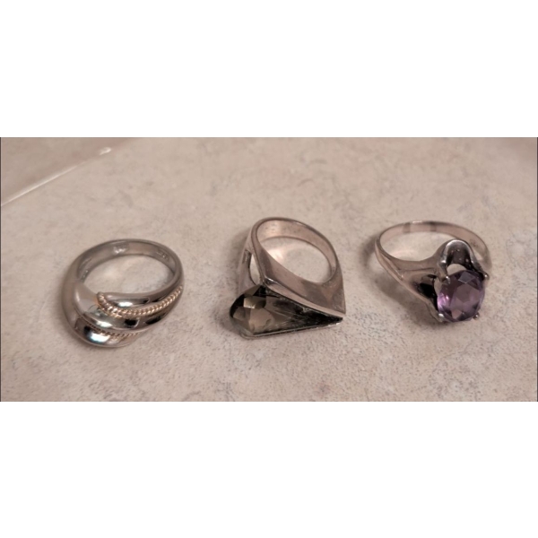 3 Stamped 925 Silver Rings
