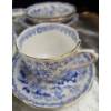 Image 2 : Royal Albert Crown China Blue and White Tea Set with Gilded Edges, 22 Pieces