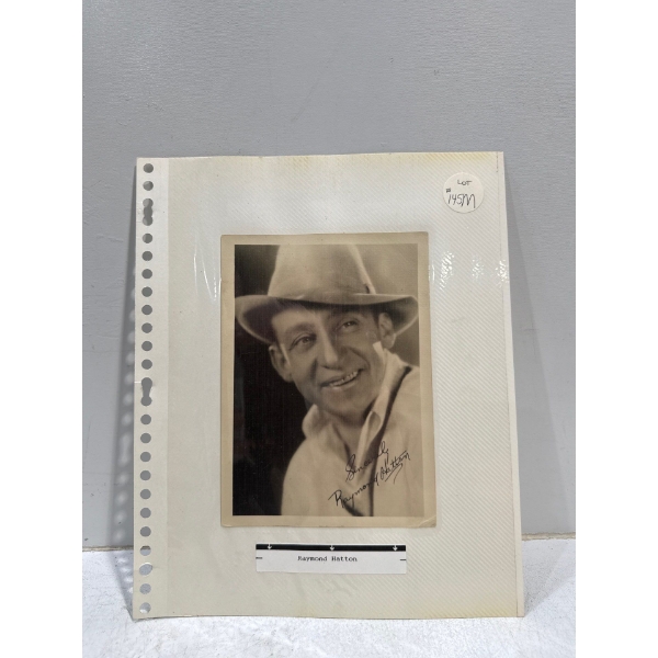Raymond Hatton Autograph