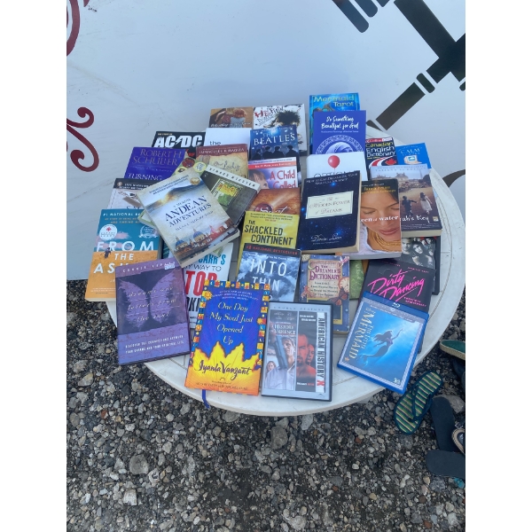 Box Lot of Assorted Books and DVDs