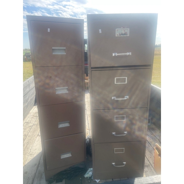 Two Three Drawered Metal Filing Cabinets