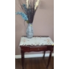 Image 1 : Hall Table w/ Drawer 28 W, 16 D, 31 T and Vase 4" Diameter Top, 14 T w/ Artificial Flowers/ Runner 