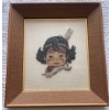 Image 3 : Vintage First Nations Indigenous Child Petite Point Wall Art 20x21(2)