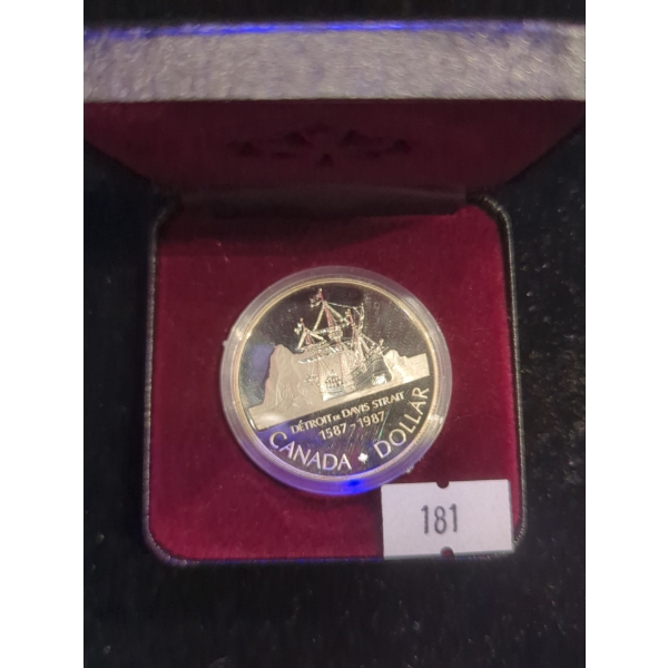 RCM 1987 400th Anniversary of the Discovery of Davis Strait Silver 50% Dollar 23.32g