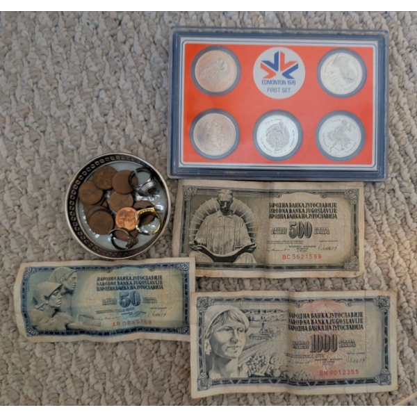 First Set Of Commonwealth 1978 Commemorative Medals Canadian Copper & Foreign Bank Notes