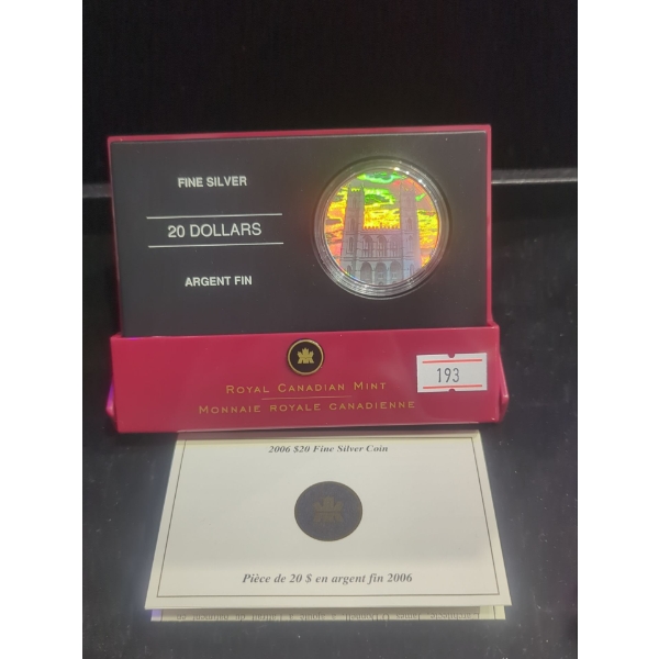 RCM 2006 Canada's Greatest Architectural Landmarks The Notre Dame Basilica Silver 99.99 Coin 31.39g