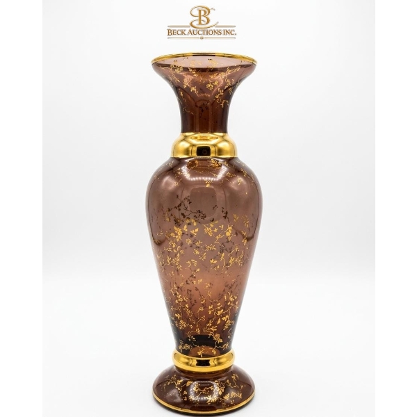 Vintage Vecchia Murano Amethyst Glass 24K Gold Gilt Accents. 10''INCHES HEIGHT