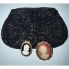 Image 1 : Beaded Small Clutch w/ Two Cameo Brotches