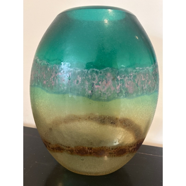 Rare Murano Hand Blown Art Glass Vessel 9x13