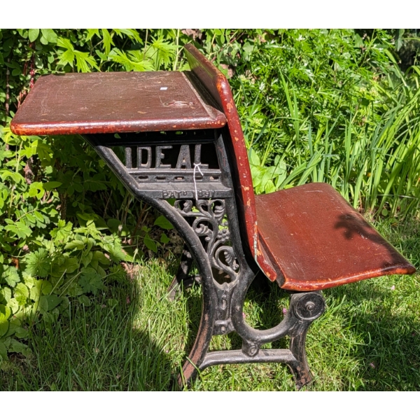 Ideal Cast Iron and Wood School Desk Pat. 1891