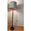 Image 1 : Vintage Floor Lamp with Wooden Base and Fabric Lampshade