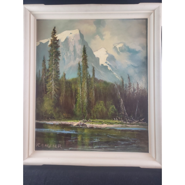 Mountainous Landscape Oil Painting by Rudolf Anton Messner (23.5" x 27"  Inches Before Frame)