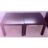 Image 5 : Framed Floral Artwork, Black Leather Ottoman, and Pair of Black Side Tables