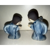 Image 2 : Stonewear Pottery Nativity Scene From Thailand - Celadon Ceramics w/ Blue Glaze
