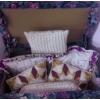 Image 2 : Floral Upholstered Storage Ottoman With Quilts and Cushions