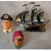 Image 1 : 'Congleton' Figurines w/ Decorative Metal Pirate Ship 10x7