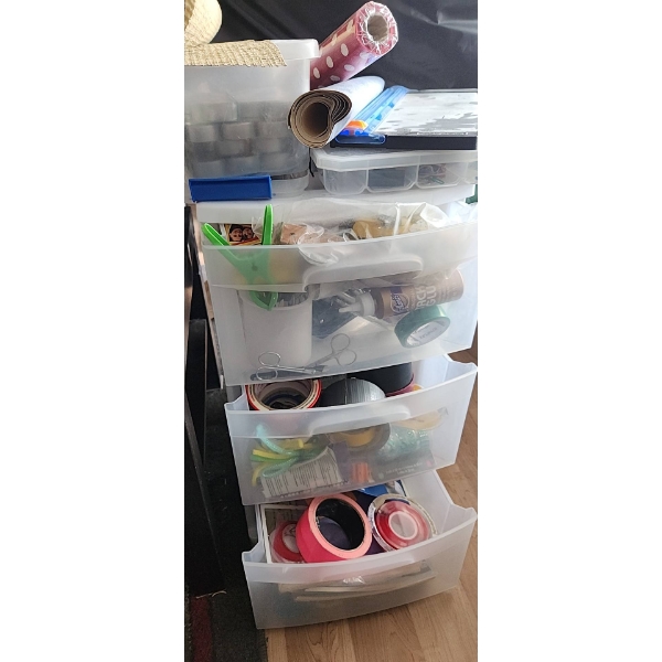 Sterilite Three-Drawer Storage Bin with Craft Supplies