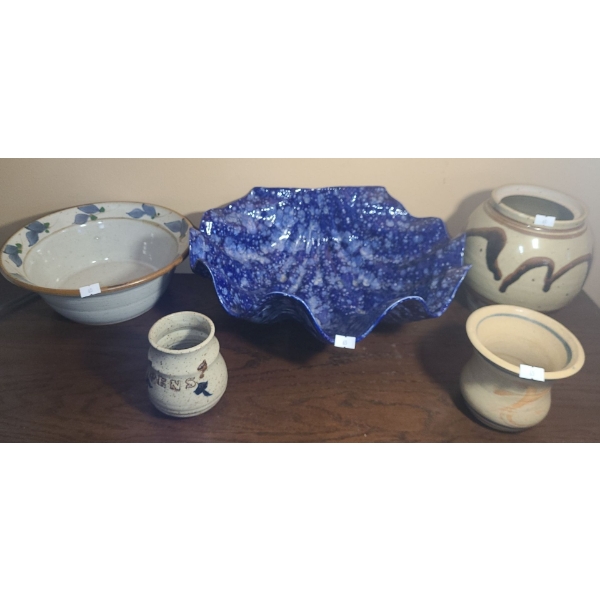 Bowl 10" Diameter Top, 4 T, Shell 15 W, 12 D, 5 T, Tallest Jug 4.5" Diameter Bottom, 6.5 T and More!