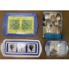 Image 7 : Group Of Vintage Glass Serving Trays & Platters w/ Small Collection Of Silverware