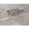Image 6 : Hollywood Regency Style Metal Vanity Stool Or Bench w/Unique Basket & Throw Blanket