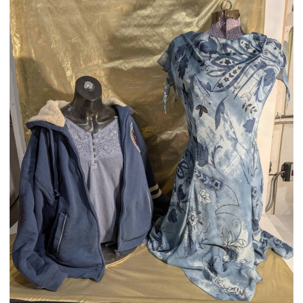 Womens Apparel Lot with Hiroko Dress, Hockey Jacket, and Lucky Brand Top