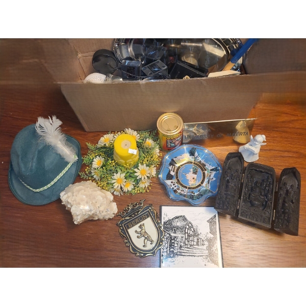 Assorted Decor Including: Terra Cotta Plate w/ Church 13" Diameter, Carving That Opens 7 T and More!