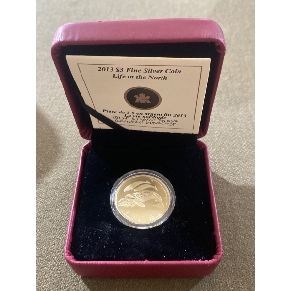 2013 $3 Fine Silver Coin, 'Life in the North,' 99.99% Pure, Limited Mintage