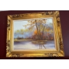 Image 1 : Rose Leonard Autumn Oil on Board Painting  w/ Wood Trim - 32x26
