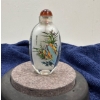 Image 2 : Hand Painted Glass Snuff Bottle with Spoon 2.75H
