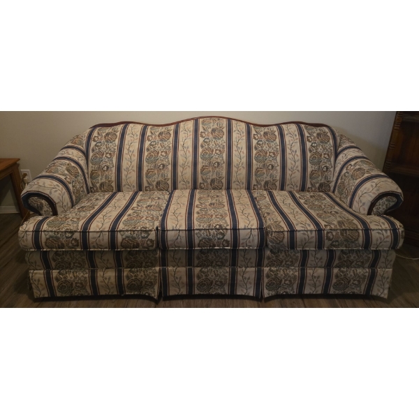 Fabric Patterned Vintage Couch By: Palliser, Design: Rose Garden Cobalt -  82W, 36D, 34T 