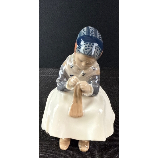 Royal Copenhagen Porcelain Girl Working Figurine 6T