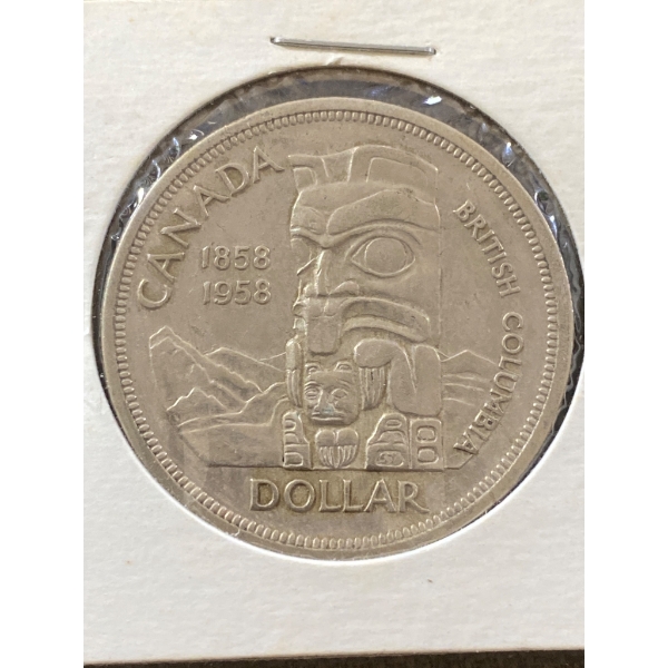 1958 Canadian Silver Dollar Coin - British Columbia Commemorative