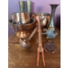 Image 1 : Copper Cookware Utensils Onyx Horse & 3 Indian Brass Vessels 10"Tall