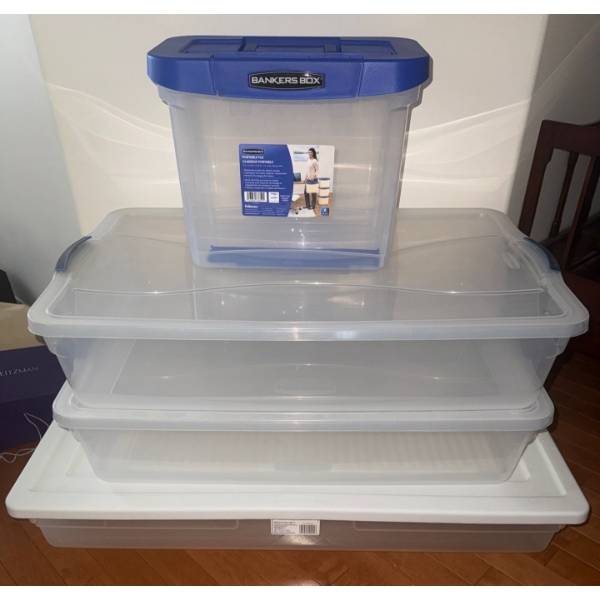 3 Under The Bed Storage Totes w/ A Travel Case For Filing Folders & More