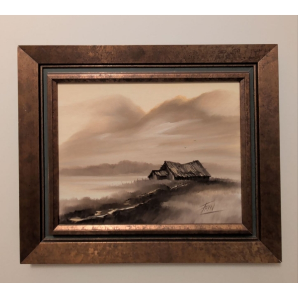 Vintage Oil On Board Framed Landscape Art Signed Frin 20x21