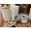 Image 1 : It’s Pie time!!! 17 Tupperware pie cooling trays, crockpot and Aluminum Cone Colander with Food Stan
