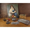 Image 1 : Decorative Items with Art Print, Tableware, and Wooden Box
